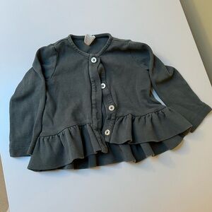 Kate Quinn Olive Green Ruffled‎ Button-Up Cardigan